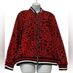 Ashley Stewart Red Leopard Print Women's Jacket